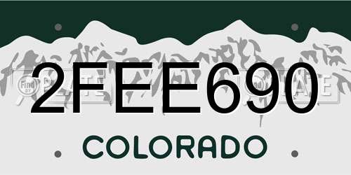 2FEE690 Colorado License Plate