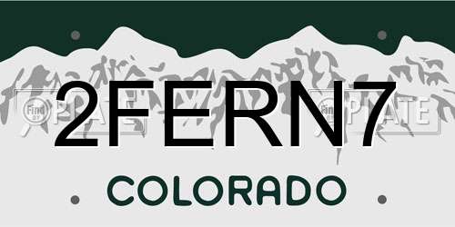 2FERN7 Colorado License Plate