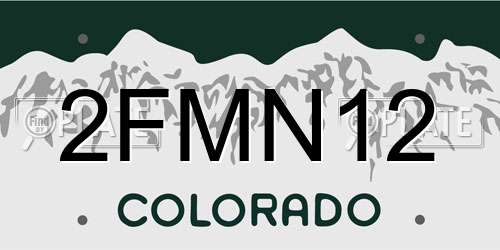 2FMN12 Colorado License Plate