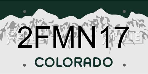 2FMN17 Colorado License Plate