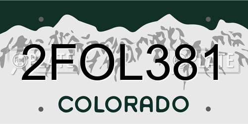 2FOL381 Colorado License Plate