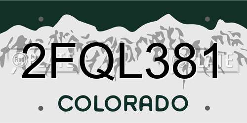 2FQL381 Colorado License Plate