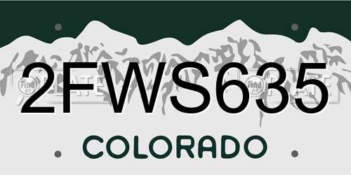 2FWS635 Colorado License Plate