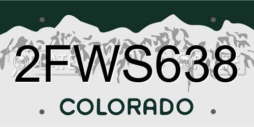 2FWS638 Colorado License Plate