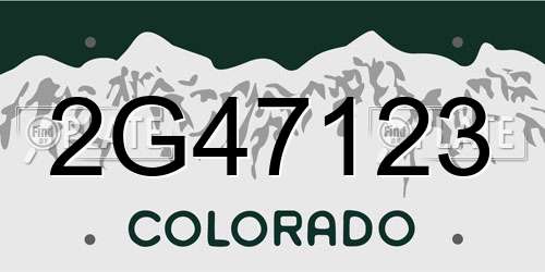 2G47123 Colorado License Plate