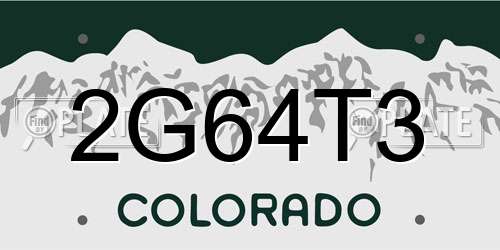 2G64T3 Colorado License Plate