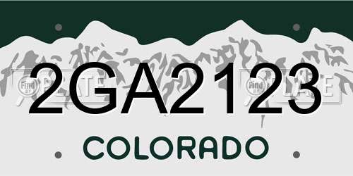 2GA2123 Colorado License Plate