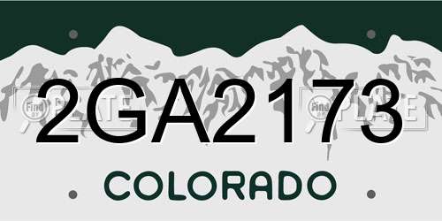 2GA2173 Colorado License Plate
