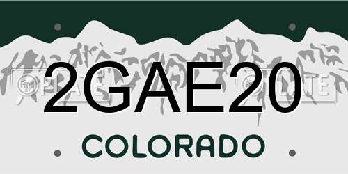 2GAE20 Colorado License Plate