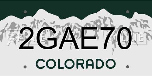 2GAE70 Colorado License Plate