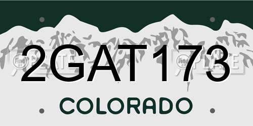 2GAT173 Colorado License Plate