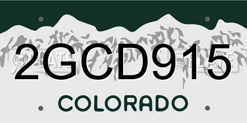 2GCD915 Colorado License Plate