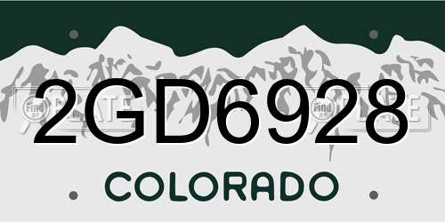 2GD6928 Colorado License Plate