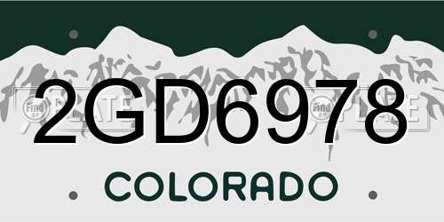 2GD6978 Colorado License Plate