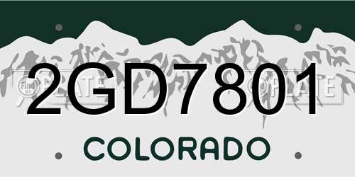 2GD7801 Colorado License Plate