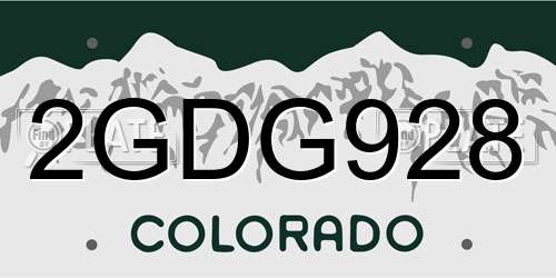 2GDG928 Colorado License Plate