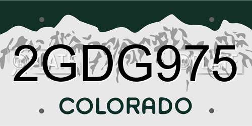 2GDG975 Colorado License Plate