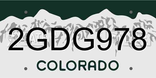 2GDG978 Colorado License Plate