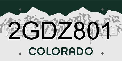 2GDZ801 Colorado License Plate