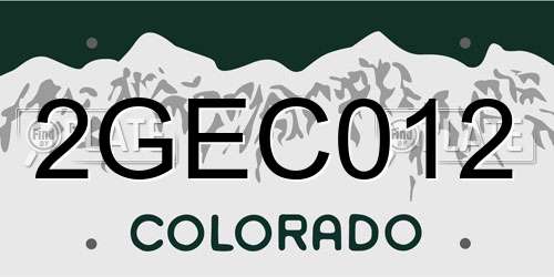 2GEC012 Colorado License Plate