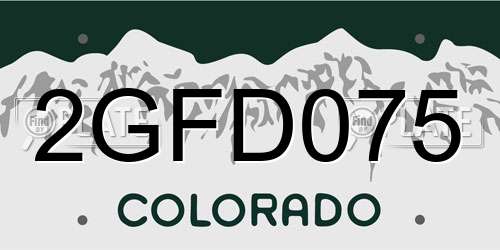2GFD075 Colorado License Plate