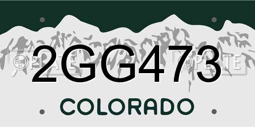 2GG473 Colorado License Plate