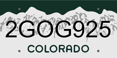 2GOG925 Colorado License Plate