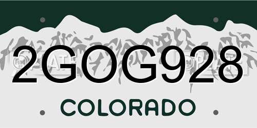 2GOG928 Colorado License Plate