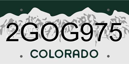 2GOG975 Colorado License Plate