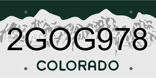 2GOG978 Colorado License Plate