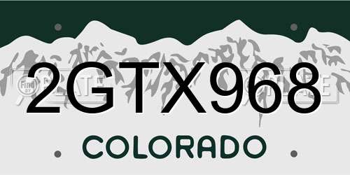 2GTX968 Colorado License Plate