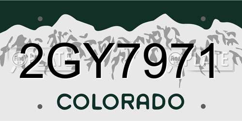 2GY7971 Colorado License Plate