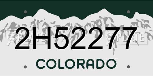 2H52277 Colorado License Plate