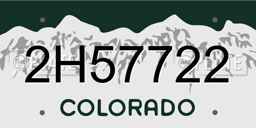 2H57722 Colorado License Plate