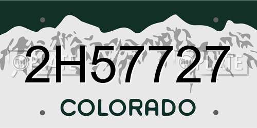 2H57727 Colorado License Plate