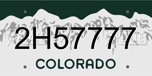 2H57777 Colorado License Plate