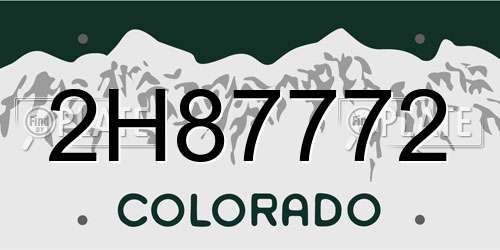 2H87772 Colorado License Plate
