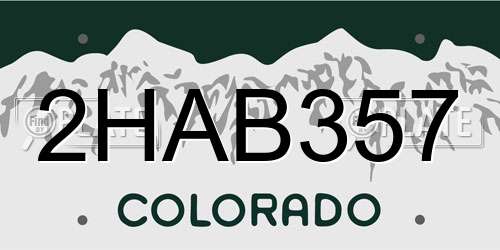 2HAB357 Colorado License Plate