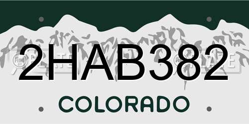 2HAB382 Colorado License Plate