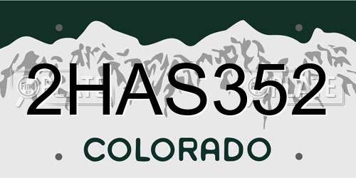 2HAS352 Colorado License Plate