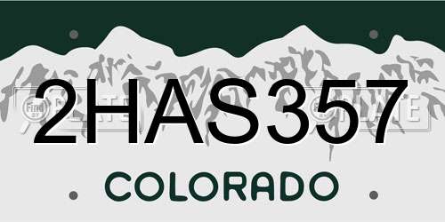 2HAS357 Colorado License Plate