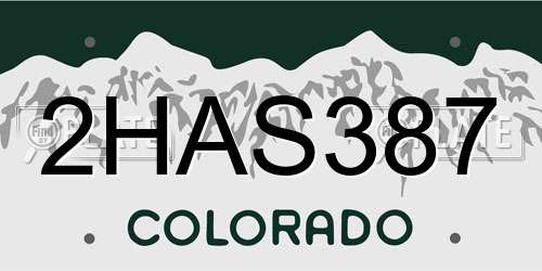 2HAS387 Colorado License Plate
