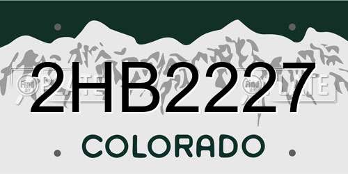 2HB2227 Colorado License Plate