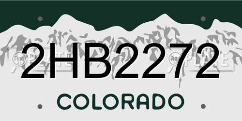 2HB2272 Colorado License Plate