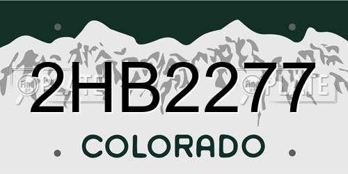 2HB2277 Colorado License Plate