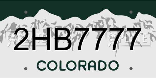 2HB7777 Colorado License Plate