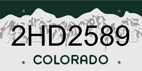 2HD2589 Colorado License Plate