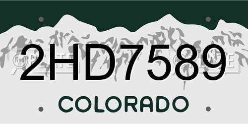 2HD7589 Colorado License Plate