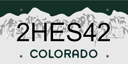 2HES42 Colorado License Plate