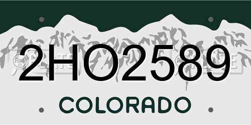 2HO2589 Colorado License Plate